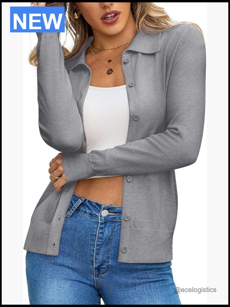 Wool Blend Lightweight Long Sleeve Button Down Cardigan